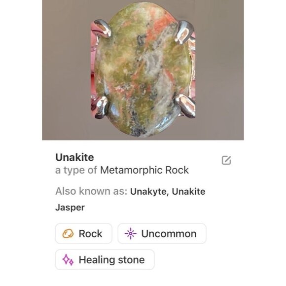 Unakite Jasper Ring Size 8.5 on Silver Plated Band for Men or Women - Picture 6 of 12